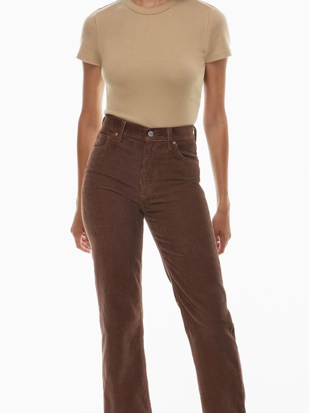 Aritzia Denim Forum Arlo High Rise Straight Corduroy Pant